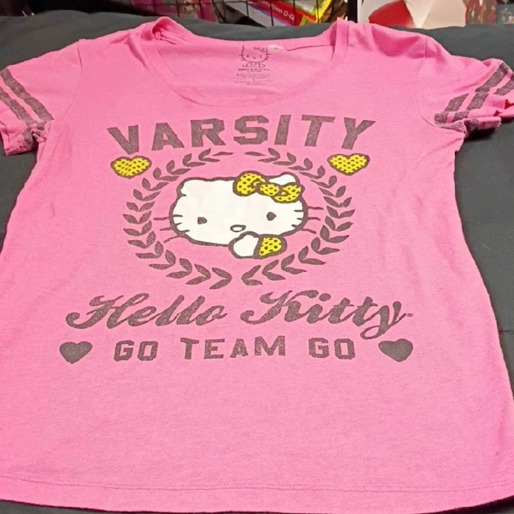 Hello Kitty Pink Varsity Tee with Yellow Accents
